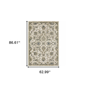 HomeRoots 2' Vintage Charm Oriental Power Loom Runner Rug – Stain Resistant, Durable for High-Traffic Areas 5' X 7' 509868