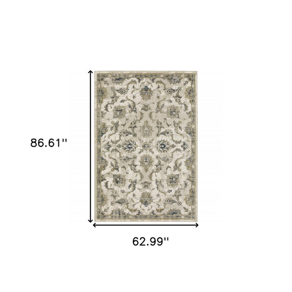 HomeRoots 2' Vintage Charm Oriental Power Loom Runner Rug – Stain Resistant, Durable for High-Traffic Areas 5' X 7' 509868