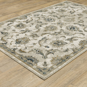 Homeroots 10' X 13' Beige Gold Blue And Grey Oriental Power Loom Stain Resistant Area Rug Beige,Gold Polypropylene 509871