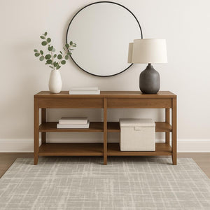 HomeRoots 2' Grey and Ivory Abstract Shag Runner Rug - Stylish, Stain-Resistant, Soft for High-Traffic Areas 4' X 6' 509880