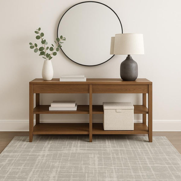 HomeRoots 2' Grey and Ivory Abstract Shag Runner Rug - Stylish, Stain-Resistant, Soft for High-Traffic Areas 4' X 6' 509880