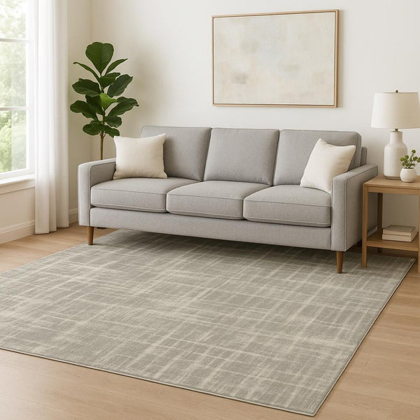 HomeRoots 2' Grey and Ivory Abstract Shag Runner Rug - Stylish, Stain-Resistant, Soft for High-Traffic Areas 5' X 8' 509881