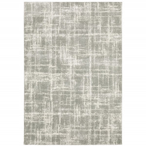 HomeRoots 2' Grey and Ivory Abstract Shag Runner Rug - Stylish, Stain-Resistant, Soft for High-Traffic Areas 7' X 10' 509882