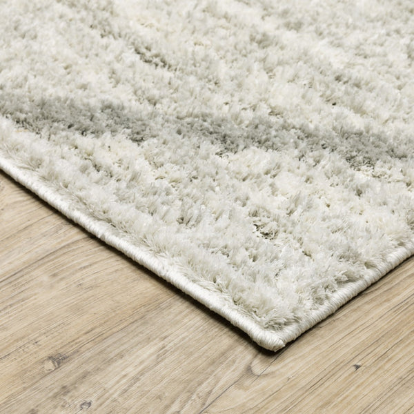 HomeRoots 2' X 8' Ivory and Grey Geometric Shag Runner Rug - Soft, Stain-Resistant Design for Modern Spaces 4' X 6' 509885