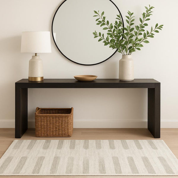 HomeRoots 2' X 8' Modern Ivory and Grey Geometric Shag Runner Rug - Stain-Resistant, Plush Comfort For Homes 4' X 6' 509890