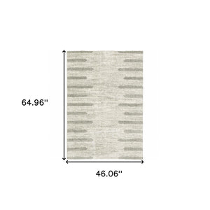 HomeRoots 2' X 8' Modern Ivory and Grey Geometric Shag Runner Rug - Stain-Resistant, Plush Comfort For Homes 4' X 6' 509890