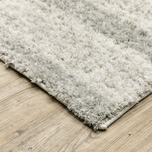 HomeRoots 2' X 8' Modern Ivory and Grey Geometric Shag Runner Rug - Stain-Resistant, Plush Comfort For Homes 4' X 6' 509890