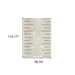 HomeRoots 2' X 8' Modern Ivory and Grey Geometric Shag Runner Rug - Stain-Resistant, Plush Comfort For Homes 7' X 10' 509892