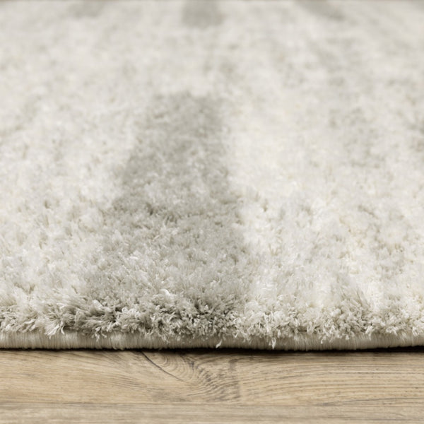 HomeRoots 2' X 8' Modern Ivory and Grey Geometric Shag Runner Rug - Stain-Resistant, Plush Comfort For Homes 7' X 10' 509892