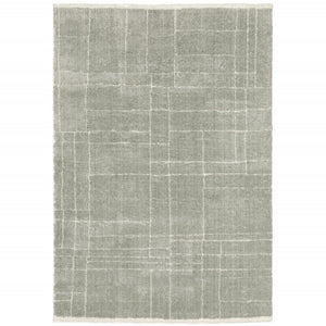 HomeRoots 2' Modern Grey and Ivory Geometric Shag Runner Rug - Soft, Durable, Stain-Resistant for High-Traffic Areas 4' X 6' 509895