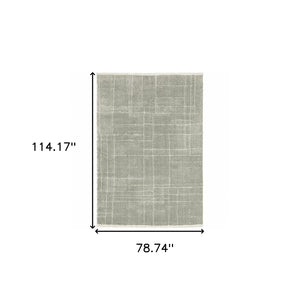HomeRoots 2' Modern Grey and Ivory Geometric Shag Runner Rug - Soft, Durable, Stain-Resistant for High-Traffic Areas 7' X 10' 509897