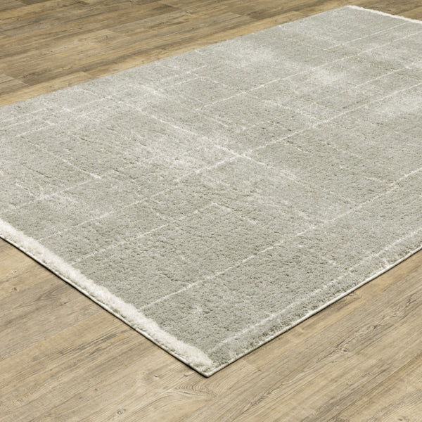 HomeRoots 2' Modern Grey and Ivory Geometric Shag Runner Rug - Soft, Durable, Stain-Resistant for High-Traffic Areas 7' X 10' 509897