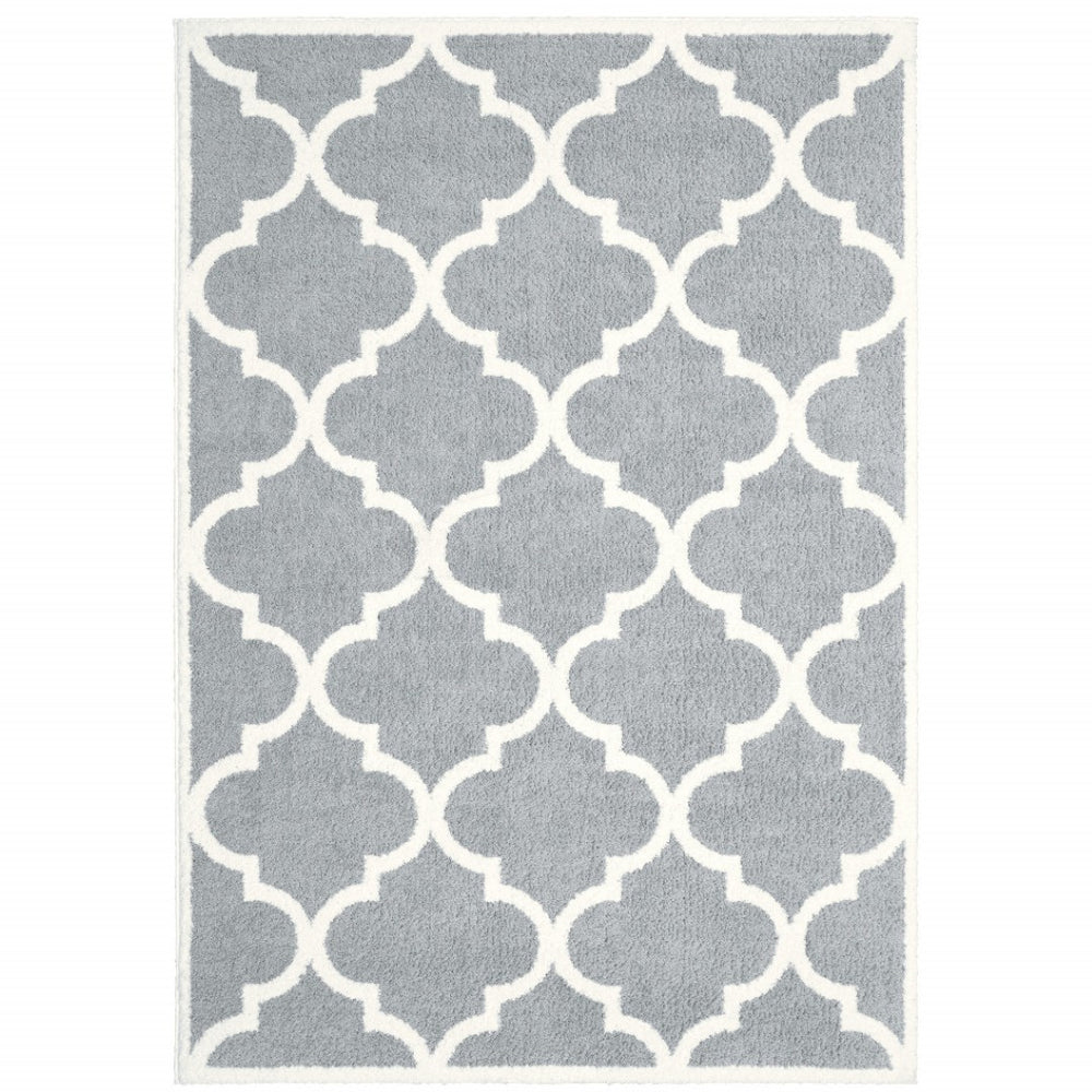 HomeRoots 2' Modern Geometric Shag Runner Rug - Stain-Resistant Floor Covering for High-Traffic Spaces 4' X 6' 509900