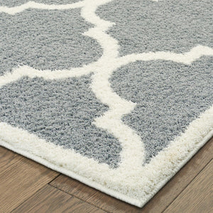 HomeRoots 2' Modern Geometric Shag Runner Rug - Stain-Resistant Floor Covering for High-Traffic Spaces 7' X 10' 509902