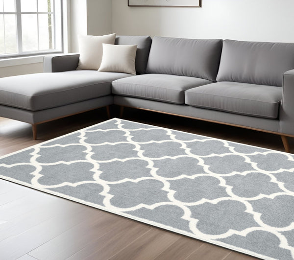 HomeRoots 2' Modern Geometric Shag Runner Rug - Stain-Resistant Floor Covering for High-Traffic Spaces 7' X 10' 509902