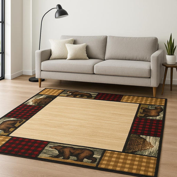 HomeRoots 5' Luxurious Ivory Southwestern Power Loom Area Rug – Stain Resistant, Perfect for Busy Homes 5' X 7' 509915