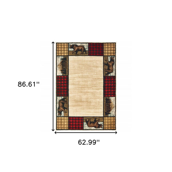 HomeRoots 5' Luxurious Ivory Southwestern Power Loom Area Rug – Stain Resistant, Perfect for Busy Homes 5' X 7' 509915