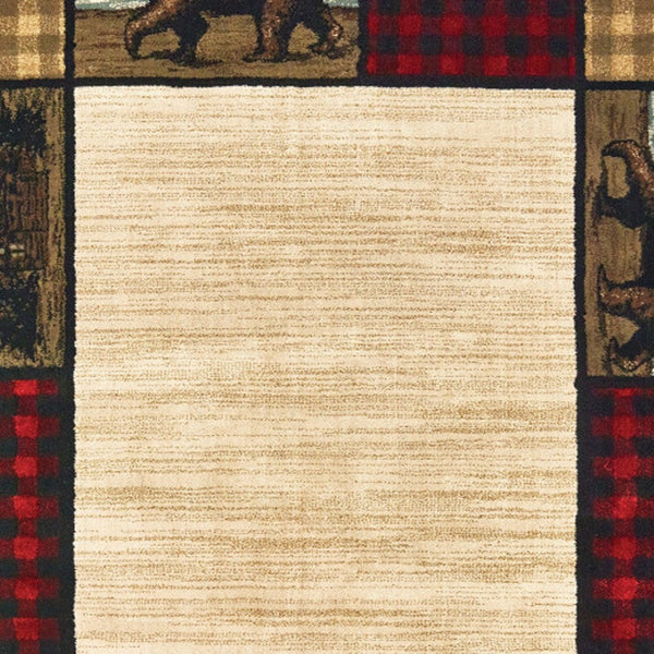 HomeRoots 5' Luxurious Ivory Southwestern Power Loom Area Rug – Stain Resistant, Perfect for Busy Homes 5' X 7' 509915