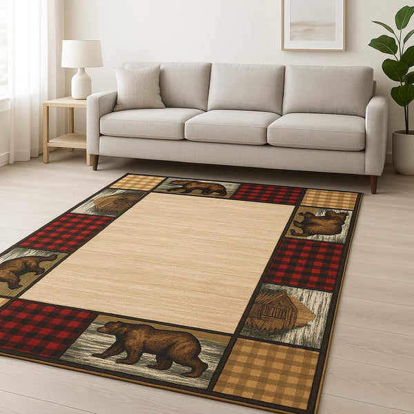 HomeRoots 5' Luxurious Ivory Southwestern Power Loom Area Rug – Stain Resistant, Perfect for Busy Homes 7' X 9' 509916