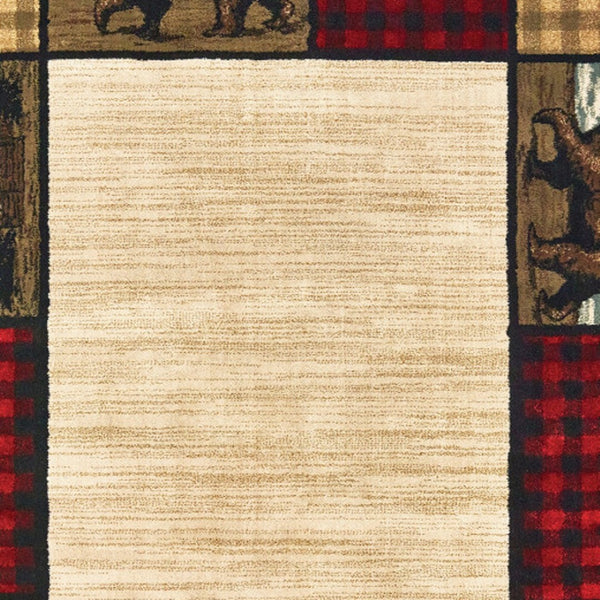 HomeRoots 5' Luxurious Ivory Southwestern Power Loom Area Rug – Stain Resistant, Perfect for Busy Homes 7' X 9' 509916