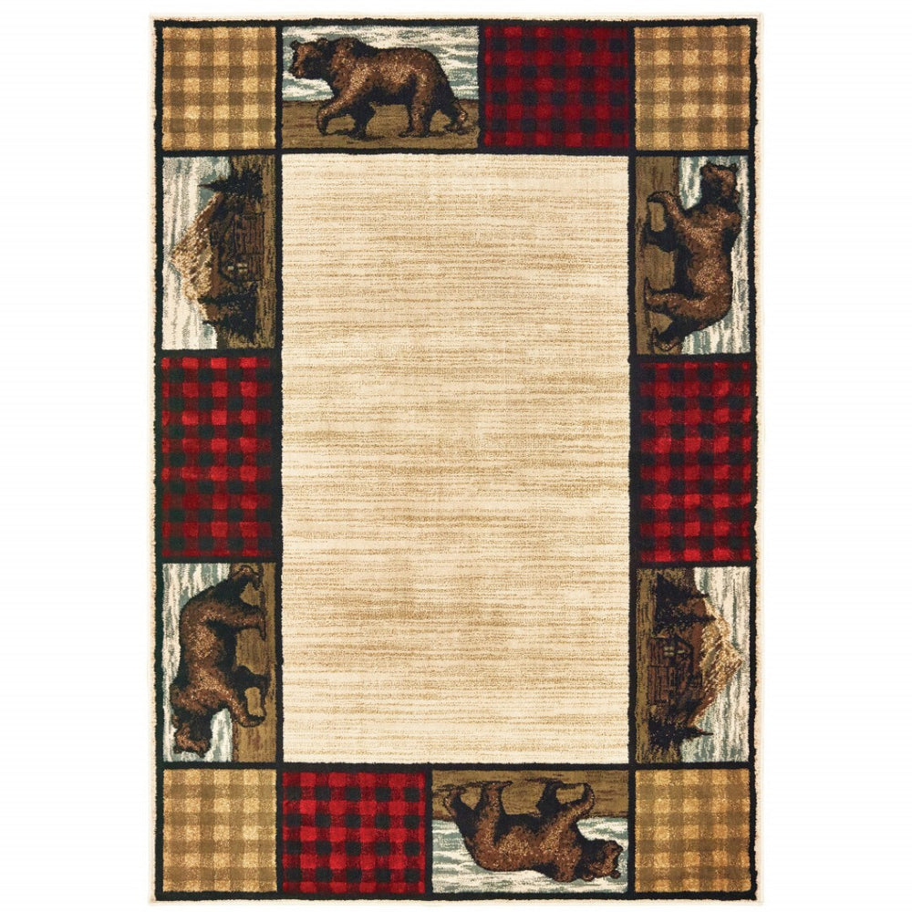 HomeRoots 5' Luxurious Ivory Southwestern Power Loom Area Rug – Stain Resistant, Perfect for Busy Homes 10' X 13' 509918