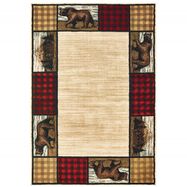 HomeRoots 5' Luxurious Ivory Southwestern Power Loom Area Rug – Stain Resistant, Perfect for Busy Homes 10' X 13' 509918