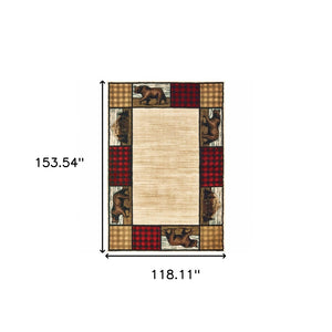 HomeRoots 5' Luxurious Ivory Southwestern Power Loom Area Rug – Stain Resistant, Perfect for Busy Homes 10' X 13' 509918