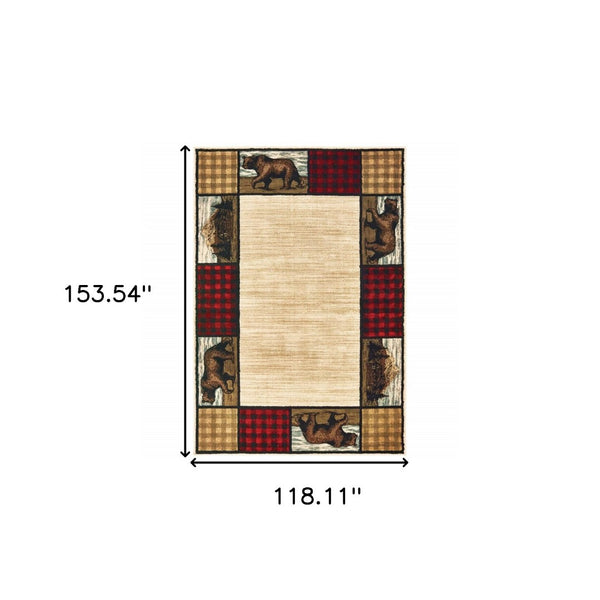 HomeRoots 5' Luxurious Ivory Southwestern Power Loom Area Rug – Stain Resistant, Perfect for Busy Homes 10' X 13' 509918