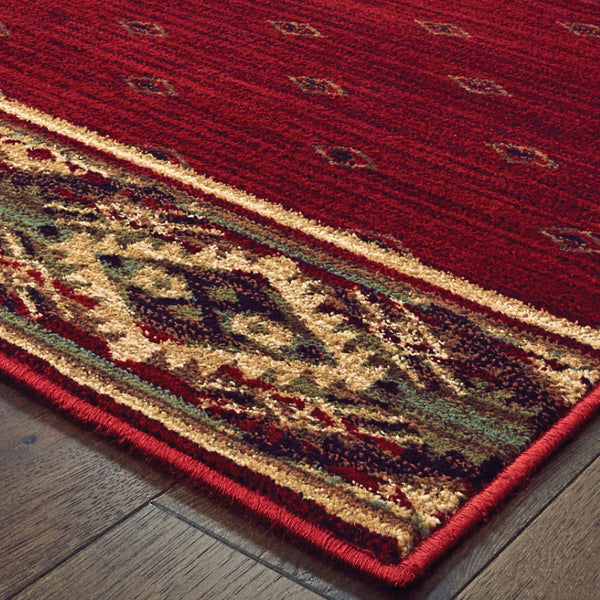 HomeRoots 5' Southwestern Area Rug in Berry, Gold & Ivory - Stain Resistant, Durable Design for Any Room 8' X 11' 509924