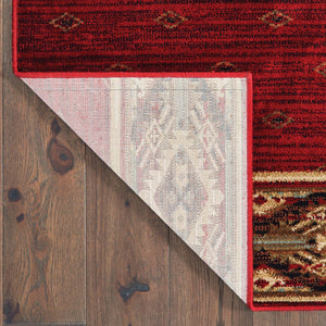 HomeRoots 5' Southwestern Area Rug in Berry, Gold & Ivory - Stain Resistant, Durable Design for Any Room 8' X 11' 509924