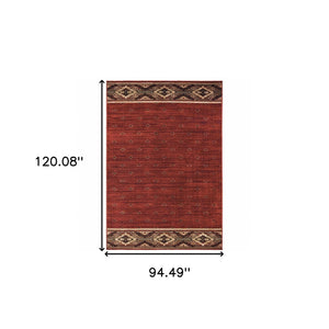HomeRoots 5' Southwestern Area Rug in Berry, Gold & Ivory - Stain Resistant, Durable Design for Any Room 8' X 11' 509924