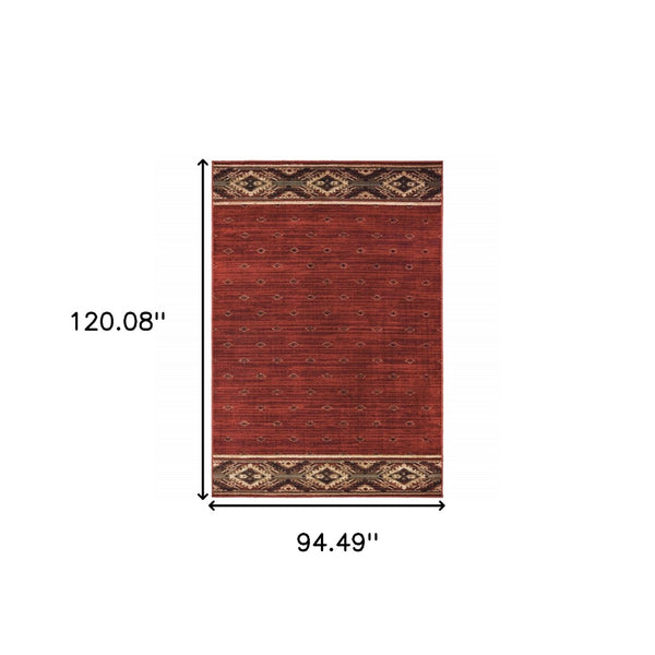 HomeRoots 5' Southwestern Area Rug in Berry, Gold & Ivory - Stain Resistant, Durable Design for Any Room 8' X 11' 509924