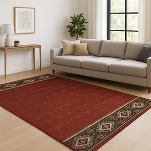 HomeRoots 5' Southwestern Area Rug in Berry, Gold & Ivory - Stain Resistant, Durable Design for Any Room 10' X 13' 509925