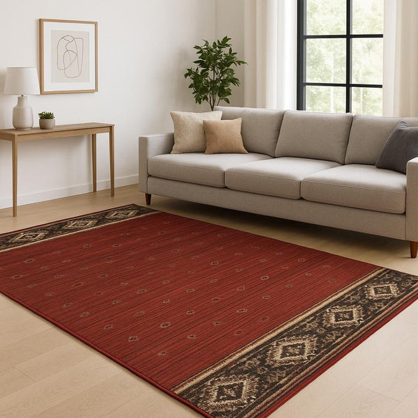 HomeRoots 5' Southwestern Area Rug in Berry, Gold & Ivory - Stain Resistant, Durable Design for Any Room 10' X 13' 509925