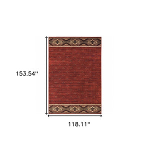 HomeRoots 5' Southwestern Area Rug in Berry, Gold & Ivory - Stain Resistant, Durable Design for Any Room 10' X 13' 509925