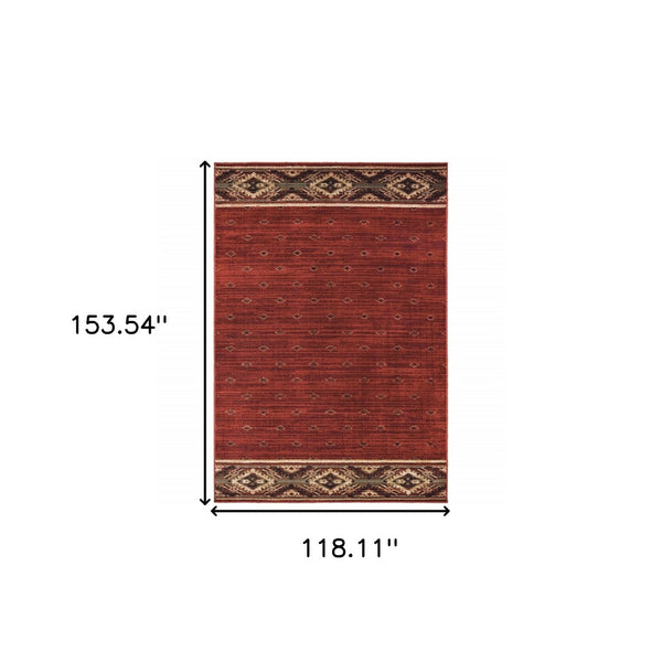 HomeRoots 5' Southwestern Area Rug in Berry, Gold & Ivory - Stain Resistant, Durable Design for Any Room 10' X 13' 509925