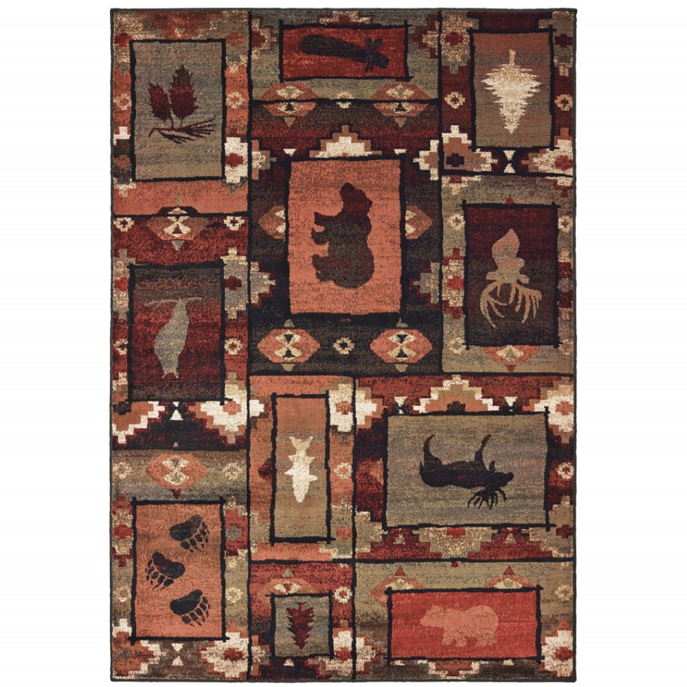 HomeRoots 5' Southwestern-Inspired Area Rug in Warm Earth Tones - Stain-Resistant, Low-Pile, Easy Care Design 8' X 11' 509931