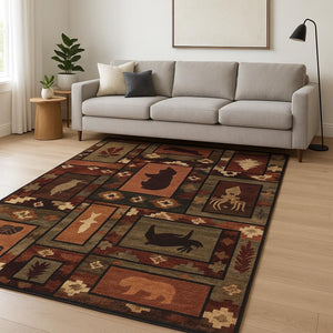 HomeRoots 5' Southwestern-Inspired Area Rug in Warm Earth Tones - Stain-Resistant, Low-Pile, Easy Care Design 8' X 11' 509931