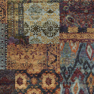 HomeRoots 10' Blue and Gold Abstract Area Rug - Modern Power Loom Design for Durable, Stylish Living Spaces 10' X 13' 509940