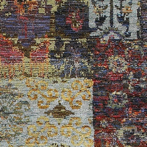 HomeRoots 10' Blue and Gold Abstract Area Rug - Modern Power Loom Design for Durable, Stylish Living Spaces 2'3" x 8' 509942