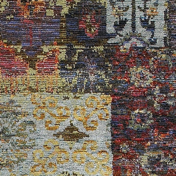 HomeRoots 10' Blue and Gold Abstract Area Rug - Modern Power Loom Design for Durable, Stylish Living Spaces 2'3" x 8' 509942