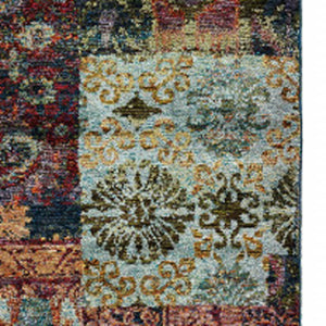 HomeRoots 10' Blue and Gold Abstract Area Rug - Modern Power Loom Design for Durable, Stylish Living Spaces 2'6" x 12' 509943