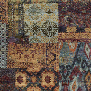 HomeRoots 10' Blue and Gold Abstract Area Rug - Modern Power Loom Design for Durable, Stylish Living Spaces 3' x 5' 509944