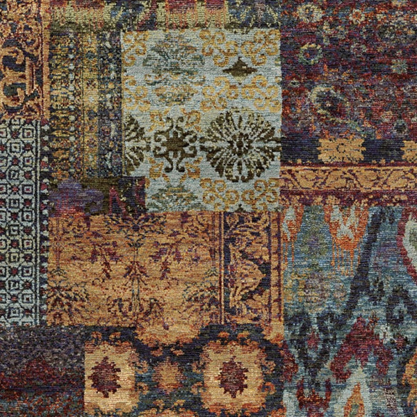 HomeRoots 10' Blue and Gold Abstract Area Rug - Modern Power Loom Design for Durable, Stylish Living Spaces 7' X 10' 509946