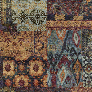 HomeRoots 10' Blue and Gold Abstract Area Rug - Modern Power Loom Design for Durable, Stylish Living Spaces 8' X 11' 509947