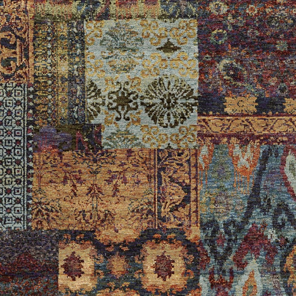 HomeRoots 10' Blue and Gold Abstract Area Rug - Modern Power Loom Design for Durable, Stylish Living Spaces 9' X 12' 509948