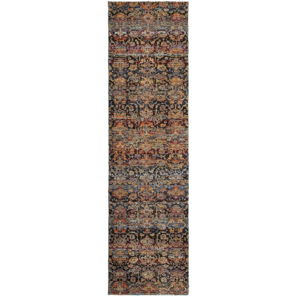 HomeRoots 10' Blue and Ivory Abstract Power Loom Area Rug - Modern Design for Stylish, Durable Living Spaces 2'3" x 8' 509951