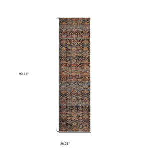 HomeRoots 10' Blue and Ivory Abstract Power Loom Area Rug - Modern Design for Stylish, Durable Living Spaces 2'3" x 8' 509951