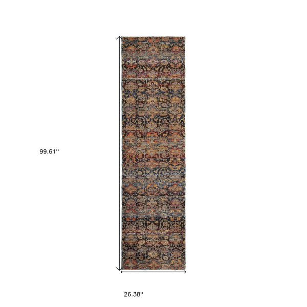 HomeRoots 10' Blue and Ivory Abstract Power Loom Area Rug - Modern Design for Stylish, Durable Living Spaces 2'3" x 8' 509951
