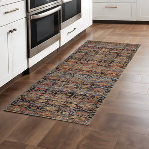 HomeRoots 10' Blue and Ivory Abstract Power Loom Area Rug - Modern Design for Stylish, Durable Living Spaces 2'3" x 8' 509951